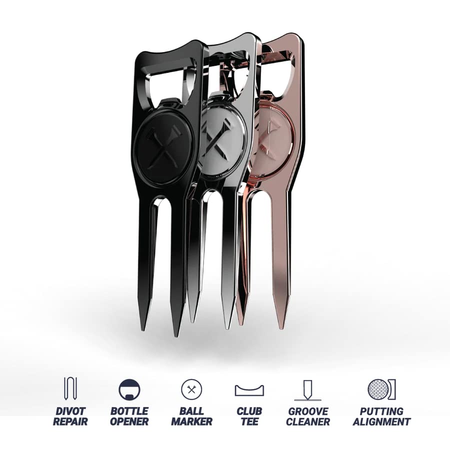 Blue Tees Golf 6 - in - 1 Premium Divot Tool & Ball Marker - Dude Golf