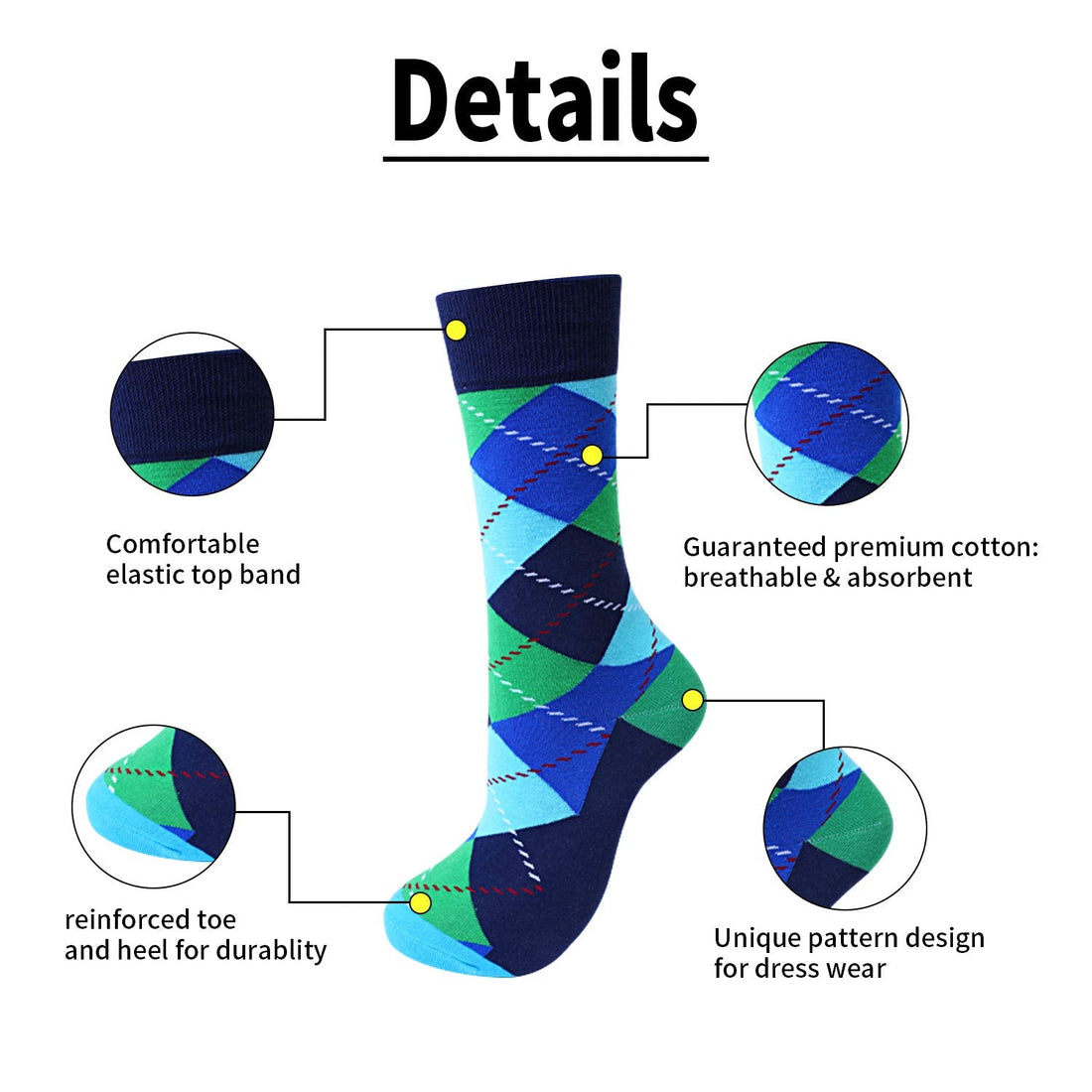 Mens Funny Fun Crazy Funky Dress Crew Socks - Dude Golf
