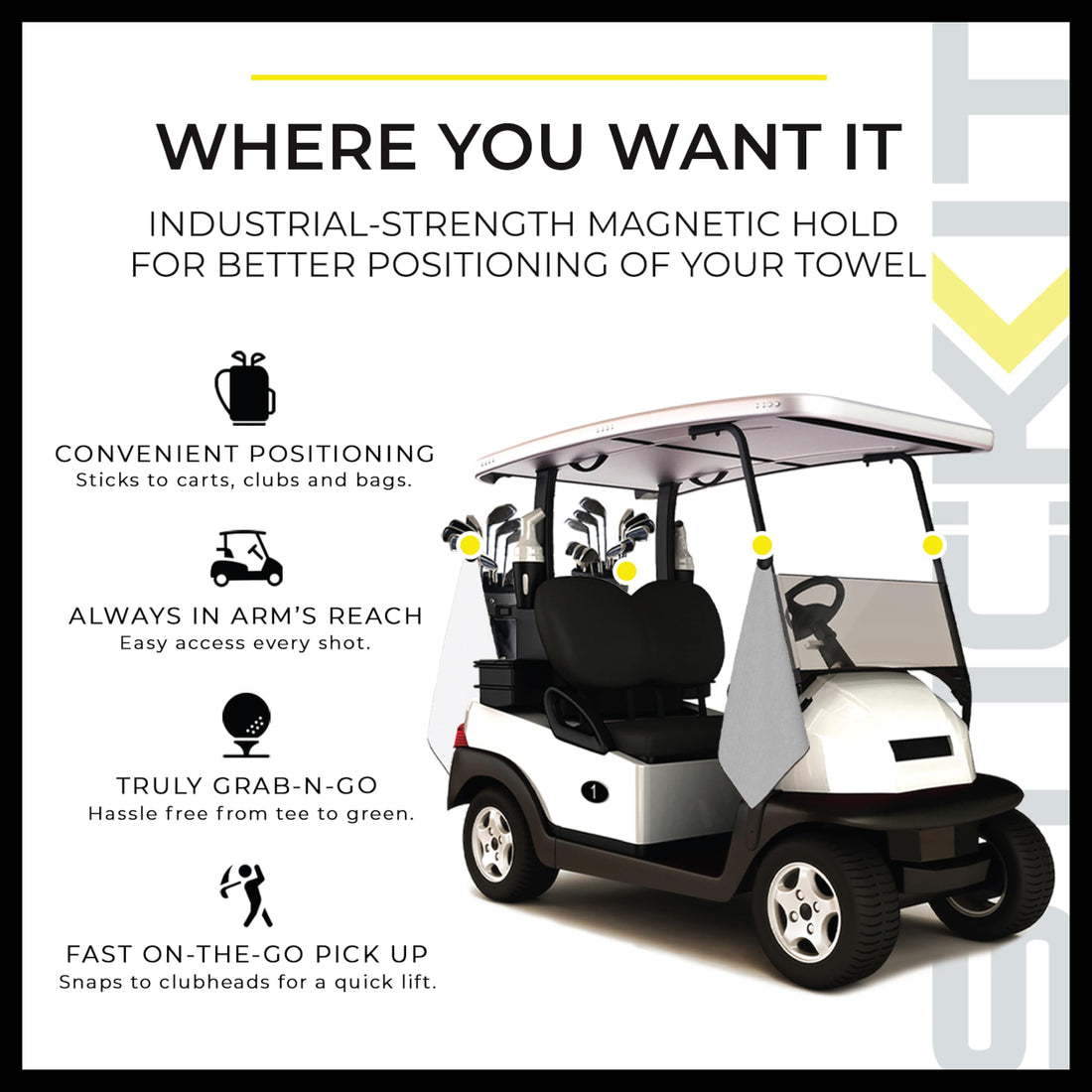 STICKIT Magnetic Golf Towel - Dude Golf
