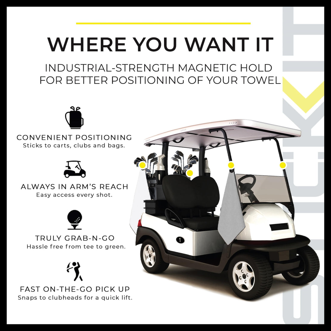 STICKIT Magnetic Golf Towel - Dude Golf