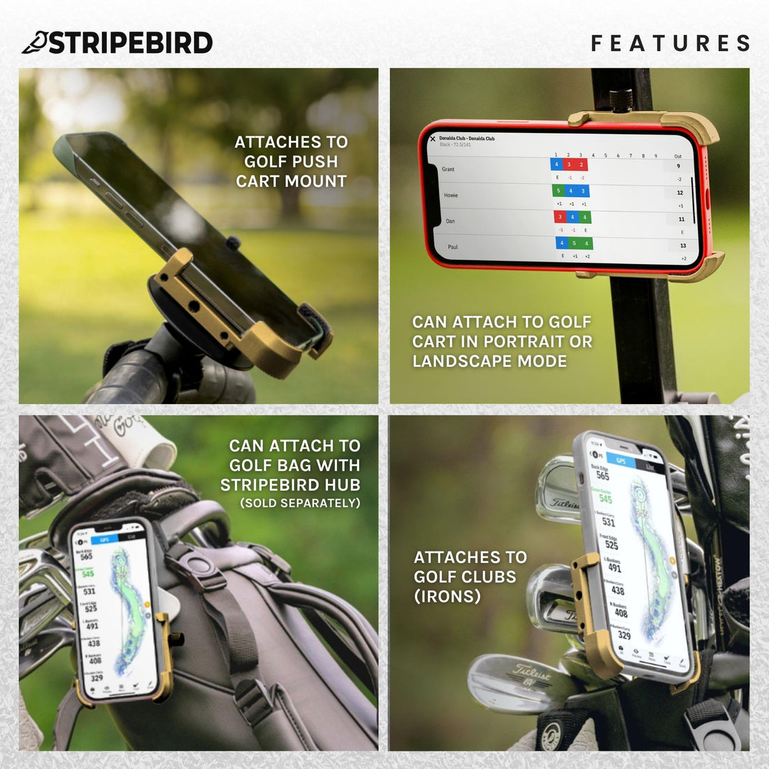 Stripebird - Original Magnetic Golf Cart Phone Holder - Dude Golf
