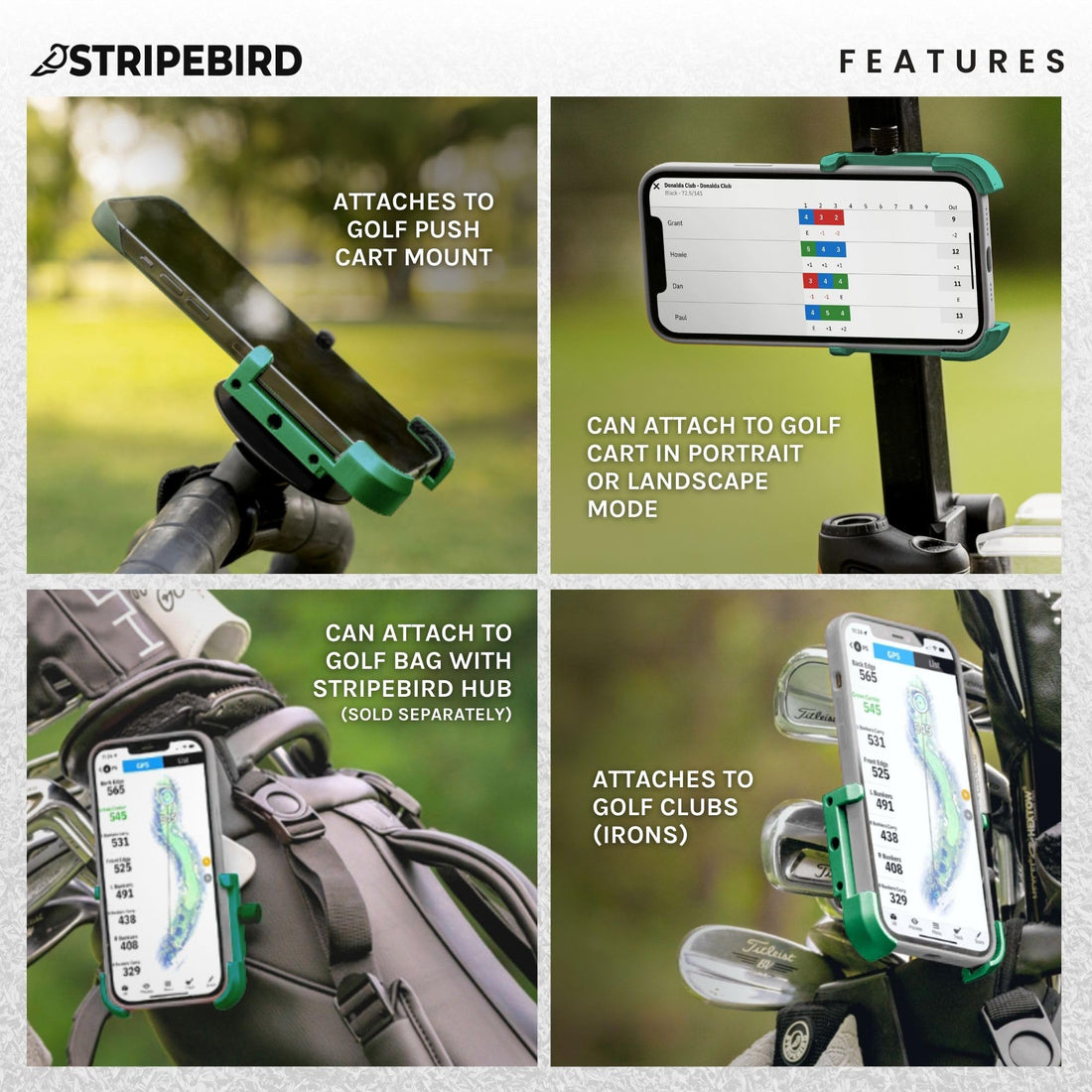 Stripebird - Original Magnetic Golf Cart Phone Holder - Dude Golf