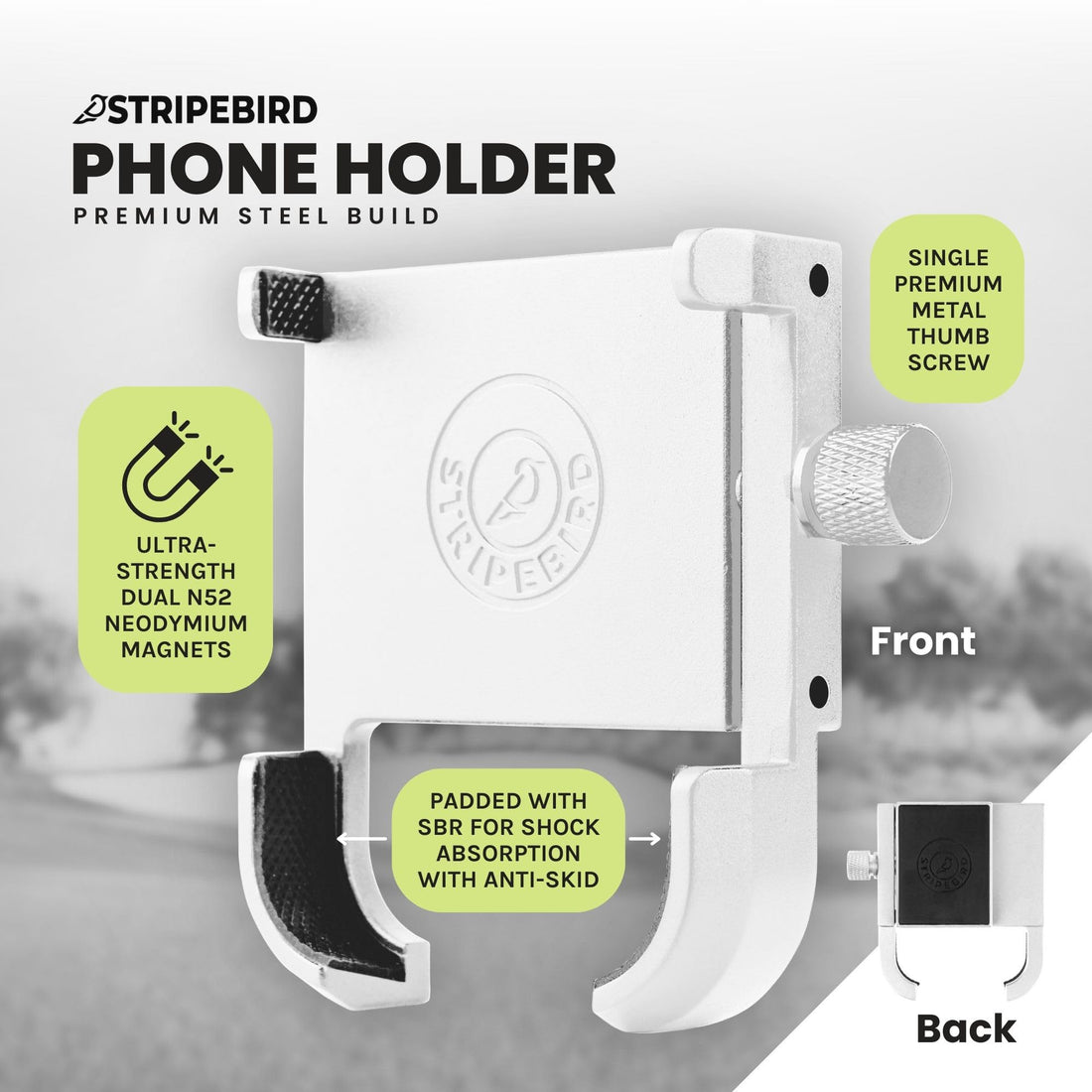 Stripebird - Original Magnetic Golf Cart Phone Holder - Dude Golf