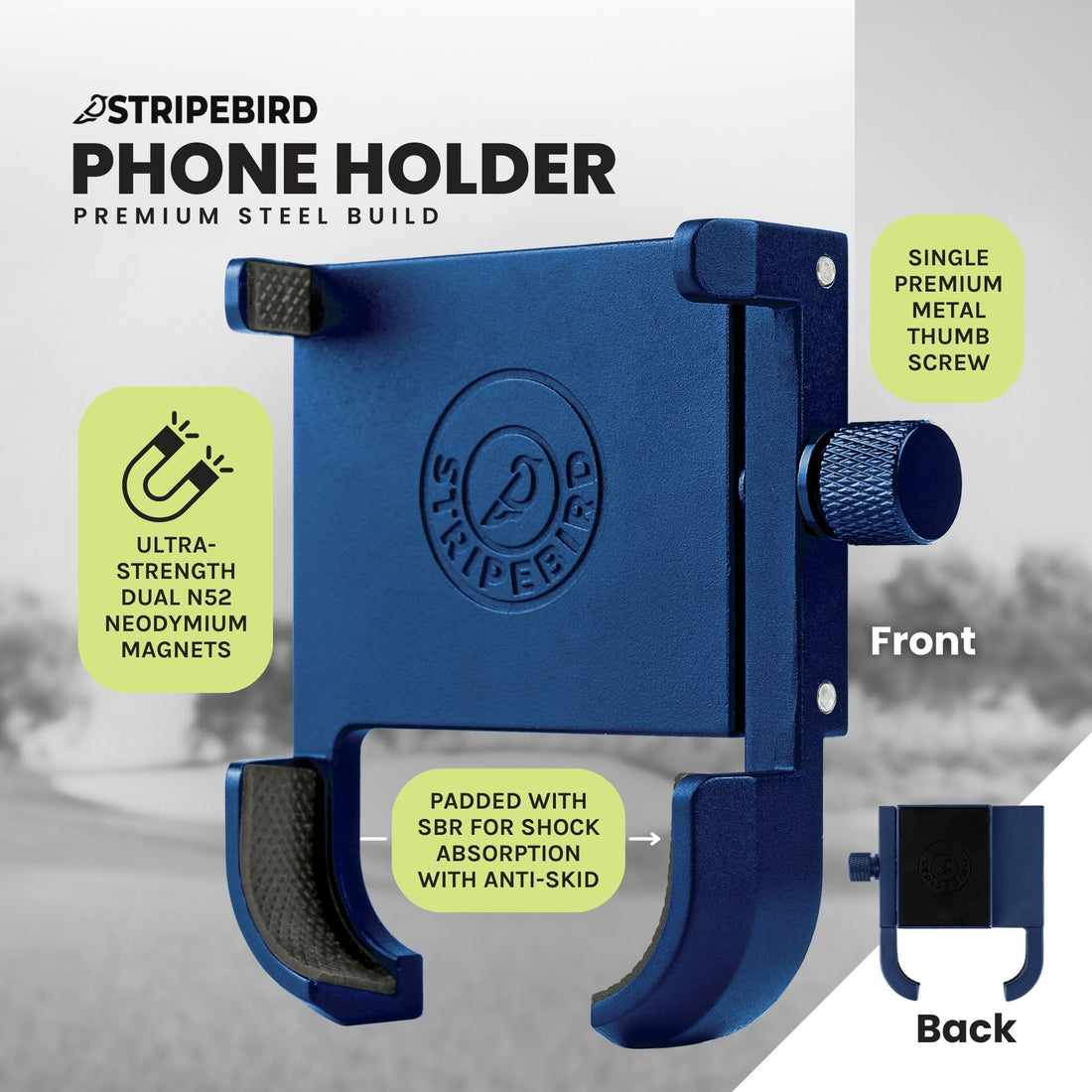 Stripebird - Original Magnetic Golf Cart Phone Holder - Dude Golf