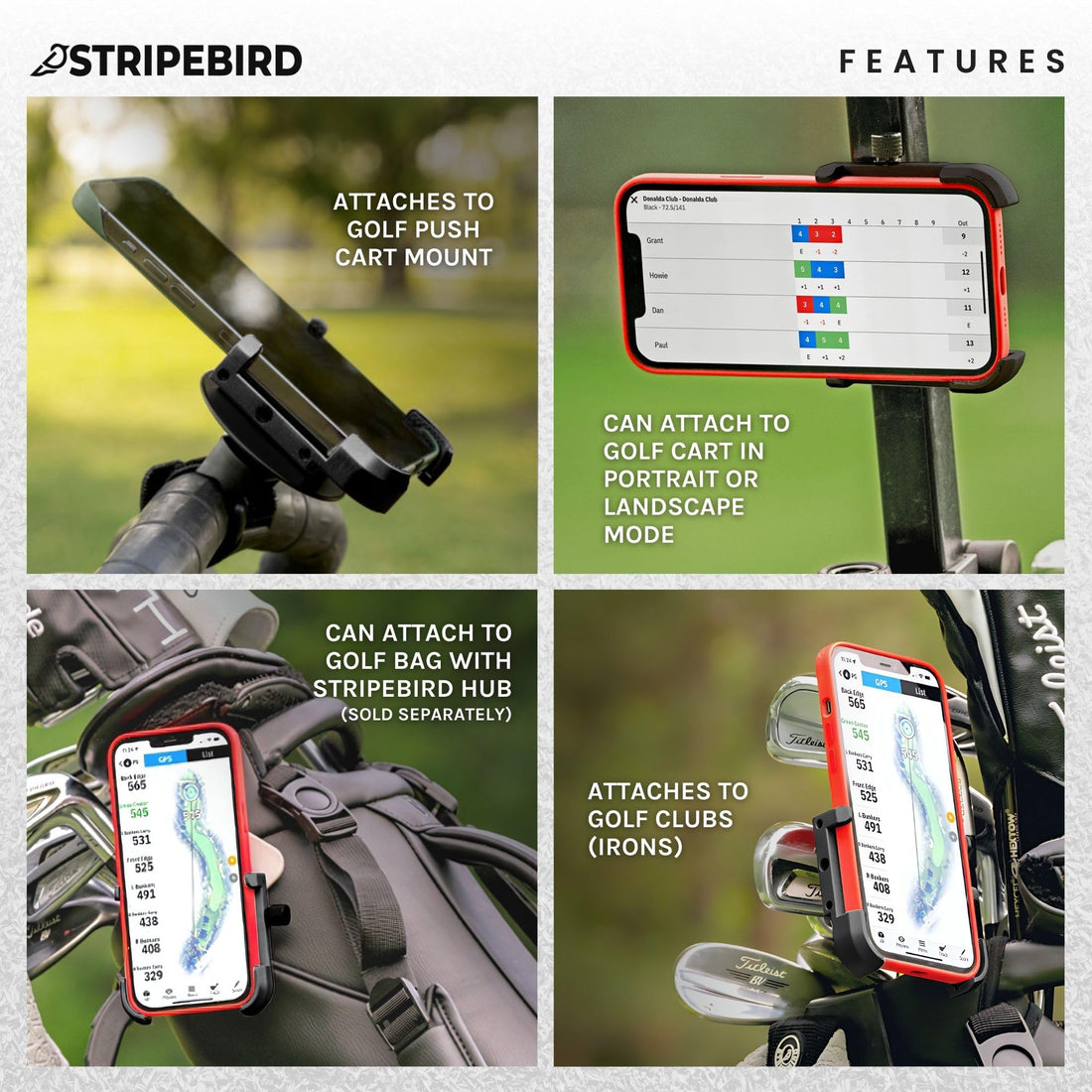 Stripebird - Original Magnetic Golf Cart Phone Holder - Dude Golf