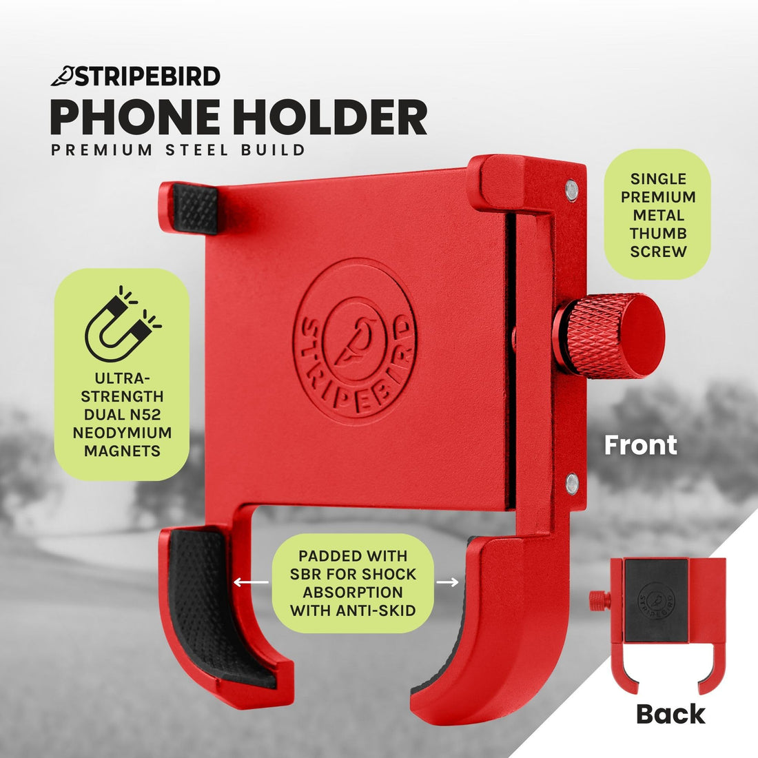 Stripebird - Original Magnetic Golf Cart Phone Holder - Dude Golf