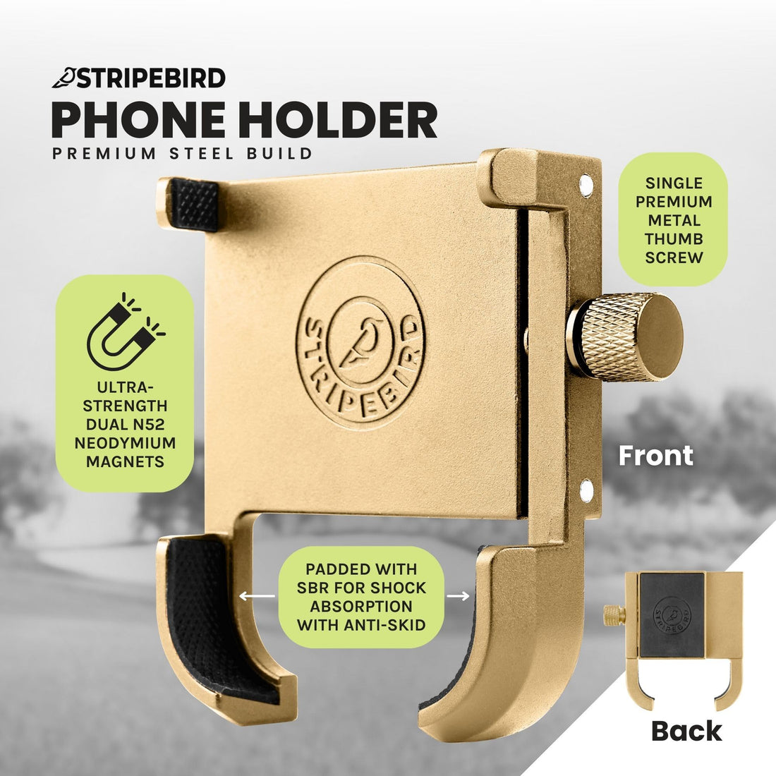 Stripebird - Original Magnetic Golf Cart Phone Holder - Dude Golf