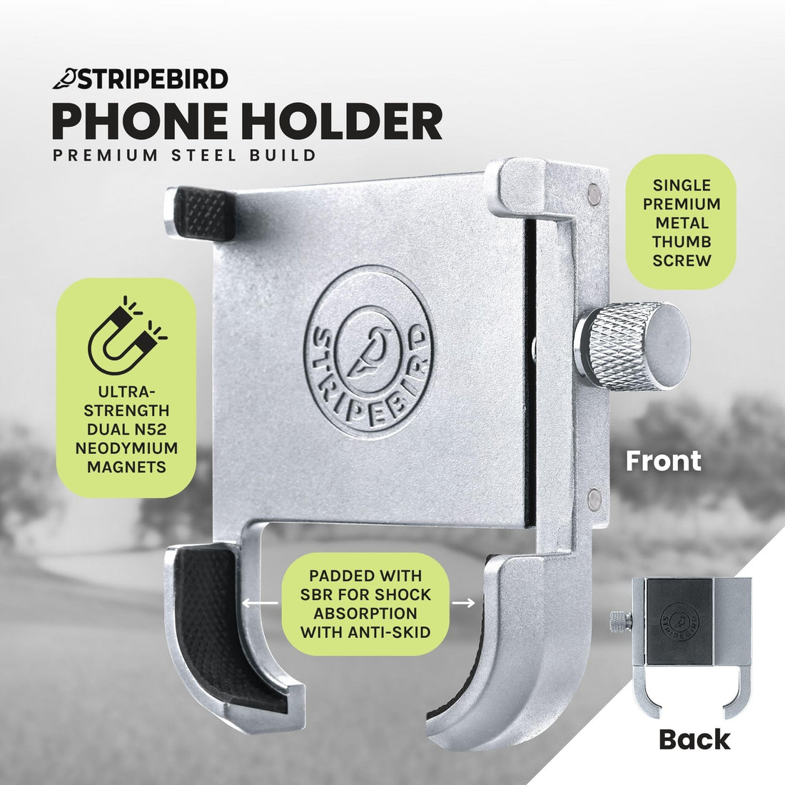 Stripebird - Original Magnetic Golf Cart Phone Holder - Dude Golf